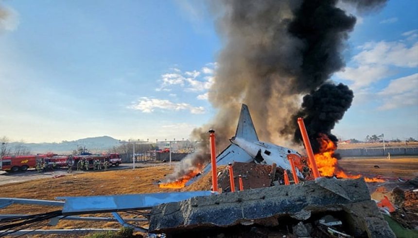 Firefighters carry out extinguishing operations on an aircraft which drove off runway at Muan International Airport in Muan, South Jeolla Province, South Korea, December 29, 2024. — Reuters