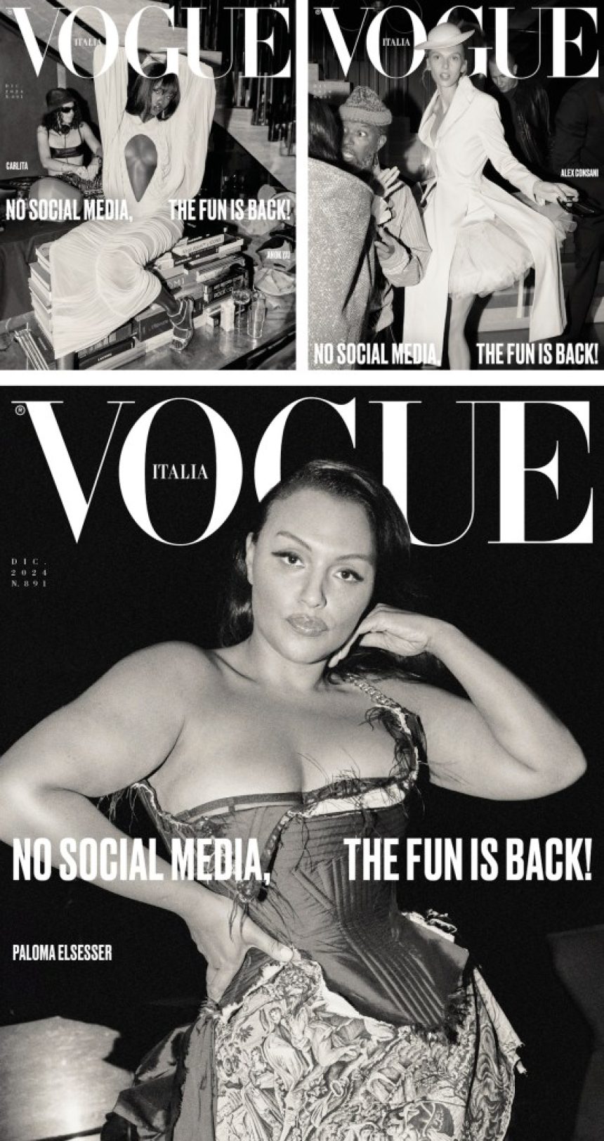 Vogue Italia December 2024 with Alex Consani, Anok Yai, Amelia Gray & More by Rafael Pavarotti