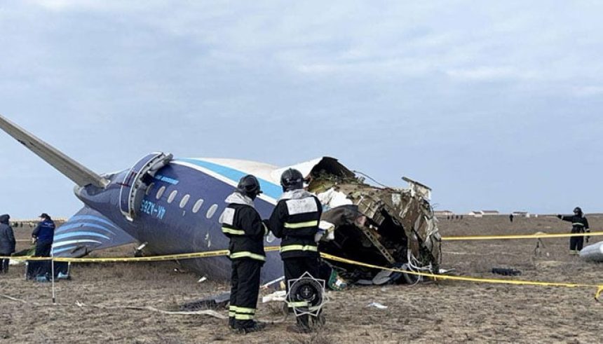 Emergency specialists work at the crash site of an Azerbaijan Airlines passenger plane near the city of Aktau, Kazakhstan, December 25, 2024. — Reuters