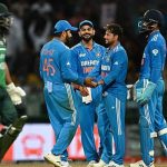 Indian players celebrate after taking the wicket of a Pakistani batter during the Asia Cup 2023 super four ODI match at the R. Premadasa Stadium in Colombo on September 11, 2023. — AFP