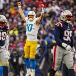 Justin Herbert celebrates