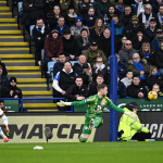 Manchester City's Savinho scores their first goal past Leicester City's Jakub Stolarczyk. Photo: Reuters