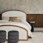 A bed and headboard