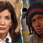 Split image of Kathy Hochul and NYC suspect