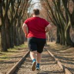 Adult with obesity practicing running