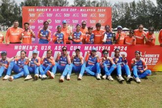 India U19 Womens team celebrates winning the inaugural edition of the ACC U19 Womens Asia Cup on December 22, 2024. — ACC