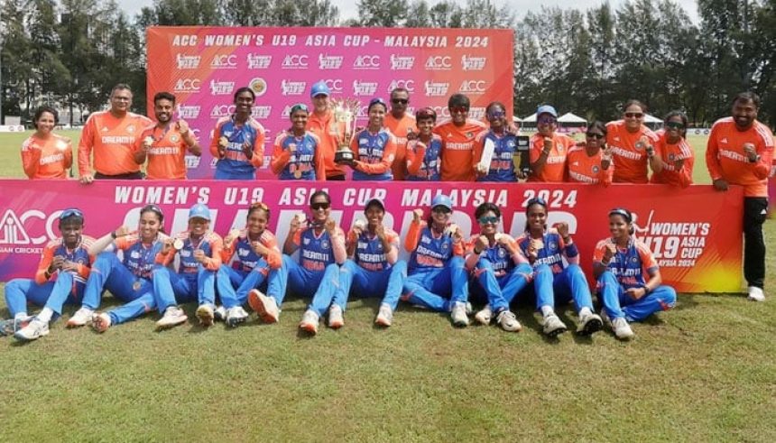 India U19 Womens team celebrates winning the inaugural edition of the ACC U19 Womens Asia Cup on December 22, 2024. — ACC