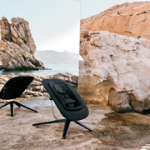 Baby seat in a rocky landscape