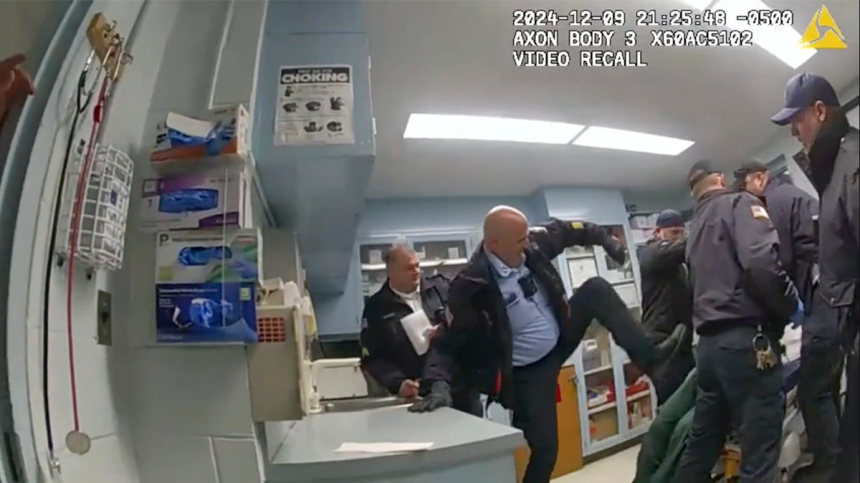 New York correction officers beating a handcuffed man