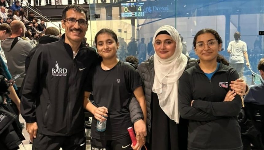 Mahnoor Ali (second left) at the US Junior Open Squash Championships. — Reporter