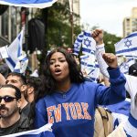 Protesters near the Israeli consulate