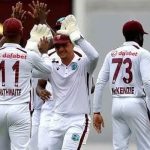 West Indies cricket team celebrating their victory. -X/@ProCricketPK