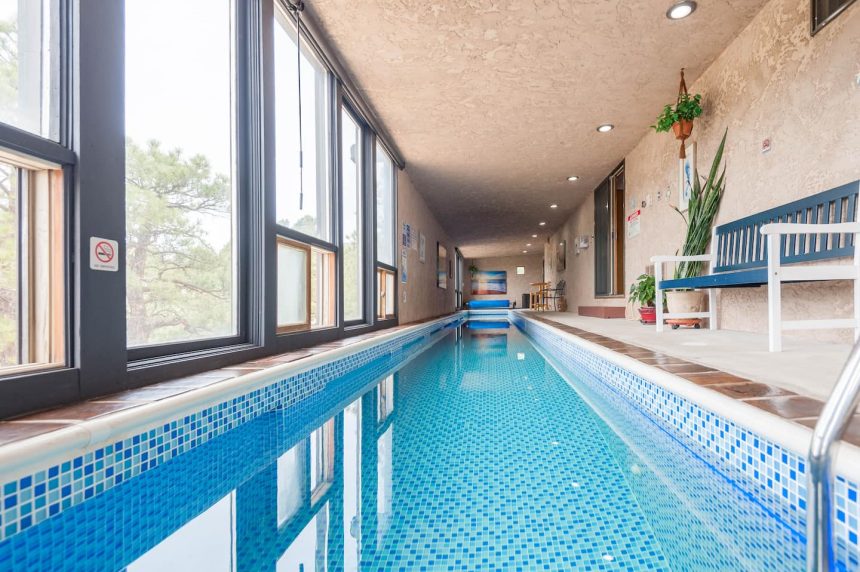 Indoor lap pool in an Airbnb in Colorado Springs Colorado.