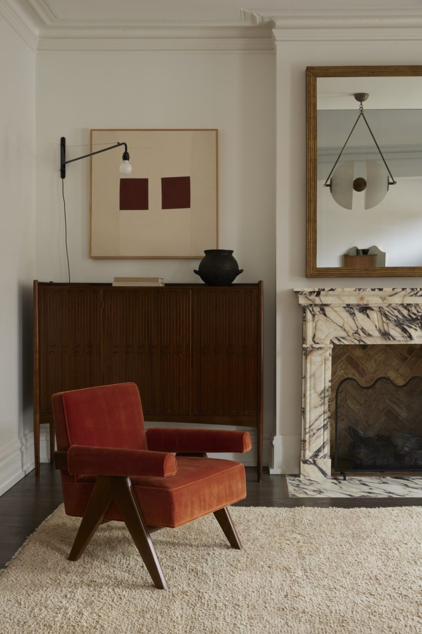 A rust colored living room