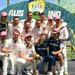 Australia players pose with the Border-Gavaskar Trophy after winning the fifth Test match and series against India at the Sydney Cricket Ground on January 5, 2025.  — Reuters