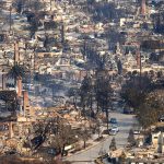 Aftermath of fire in Pacific Palisades and along Pacific Coast Highway.Officials said that at least 10 people were killed in all of the Los Angeles fires and 5,300 structures were destroyed in the Palisades fire. January 10, 2025, Los Angeles, California.