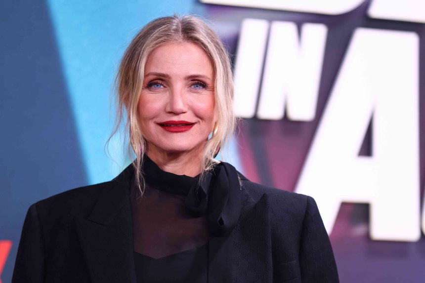 Cameron Diaz Wore a Sheer Pussy Bow Blouse for First Red Carpet in 5 Years