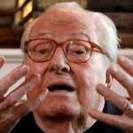 Jean-Marie Le Pen reacts during an interview.