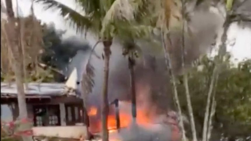 Fire from a plane crash in Brazil