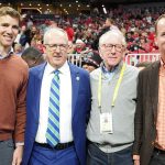 Eli Manning, Greg Sankey, Archie Manning, Peyton Manning pose