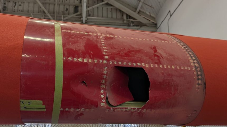 Hole in side of Canadian firefighting plane