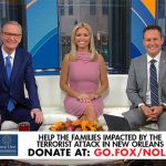 Fox and Friends hosts sitting on couch smiling