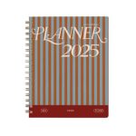 Cabana Papier Planner 2025 in blue and red stripes.