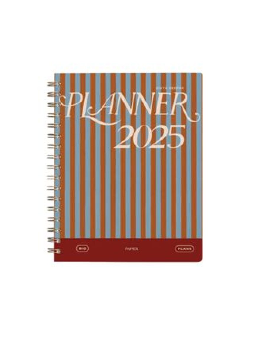 Cabana Papier Planner 2025 in blue and red stripes.