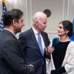 Democratic Nevada Representative Hanadi Nadeem gestures as outgoing US President Joe Biden looks on in this undated photo. — Hanadinadeem.com