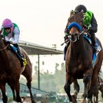 A horse race at Santa Anita Park