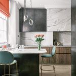 Marble kitchen with peninsular island