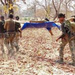 Security force personnel carry the body of their colleague after an attack by Maoist fighters in Bijapur in the central state of Chhattisgarh, India, April 4, 2021. — Reuters