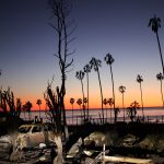 The devastation of the Palisades Fire is seen at sunset in the Pacific Palisades neighborhood