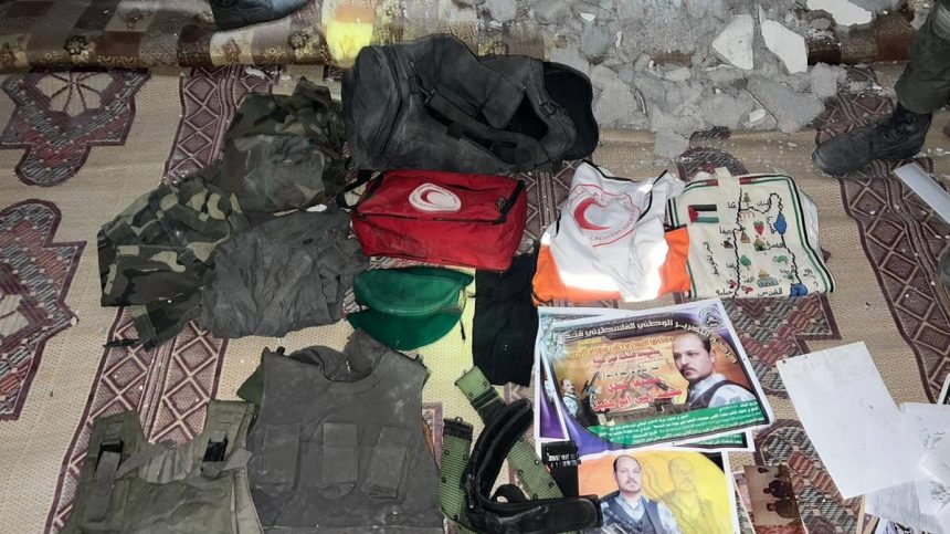 IDF troops located weapons, classified documents, and tactical communications equipment from the Kamal Adwan Hospital in Gaza, used by Hamas as a terror command center.