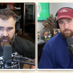 Jason Kelce (left) admitted during his ‘New Heights’ podcast with Travis (right) that he would wear a jockstrap while playing