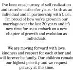 Jessica Alba shares a statement confirming her split from husband Cash Warren