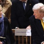 Jill Biden interacts with Donald Trump at the Notre-Dame Cathedral reopening