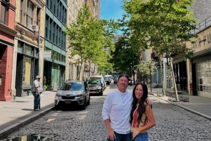 Photo shared by Joanna Gaines on Instagram June 2024 with her husband Chip Gaines commemorating their 21st anniversary in NYC.