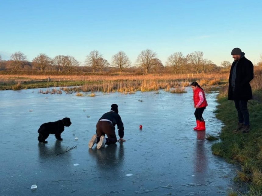 Kirsty Gallacher defended herself from criticism after sharing a photo of her family on a frozen lake