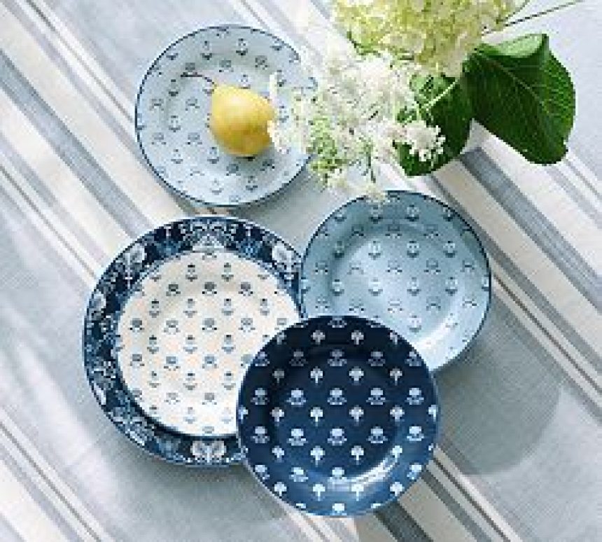 Kravet Floret Stoneware Appetizer Plates, Set of 4