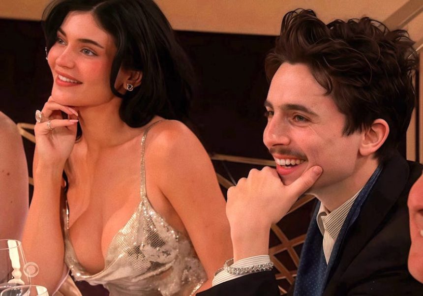 Kylie Jenner and Timothée Chalamet at the 2025 Golden Globes.