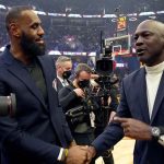 LeBron James and Michael Jordan shake hands