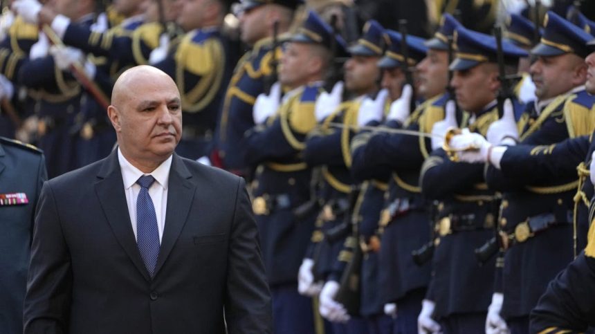 Newly-elected Lebanese President Joseph Aoun reviews the honor guard upon his arrival at the Lebanese Parliament to be sworn in as the new president in Beirut on Thursday, Jan. 9, 2025.