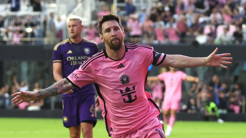 Lionel Messi celebrates after scoring a goal