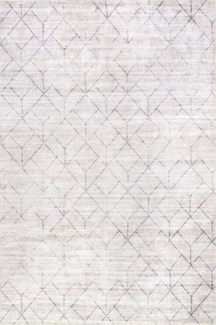 Stacey Diamond Spill Proof Washable Rug | Light Grey