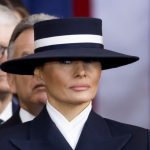 Melania Trump wears an Eric Javits hat to the 2025 inaugural swearing-in ceremony