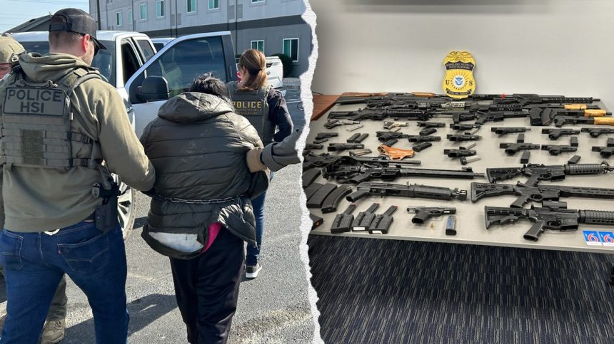 Arrested gun running migrant and an arsenal of guns