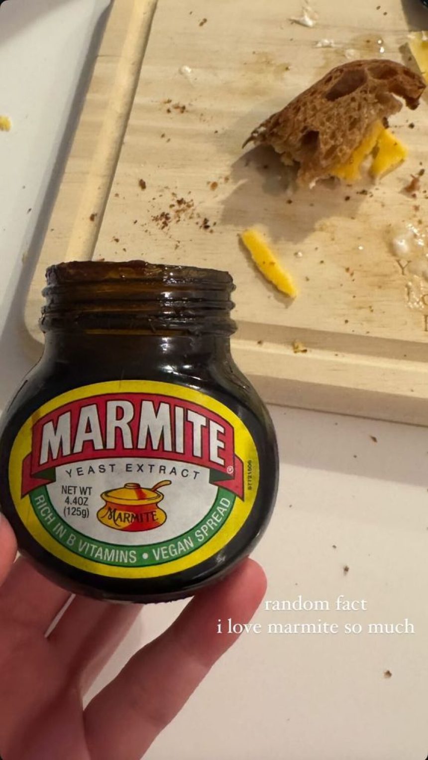 A photo of an open jar of Marmite