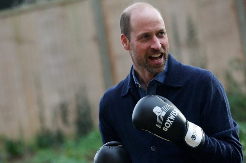 Prince William throws punches as he joins charity boxing class