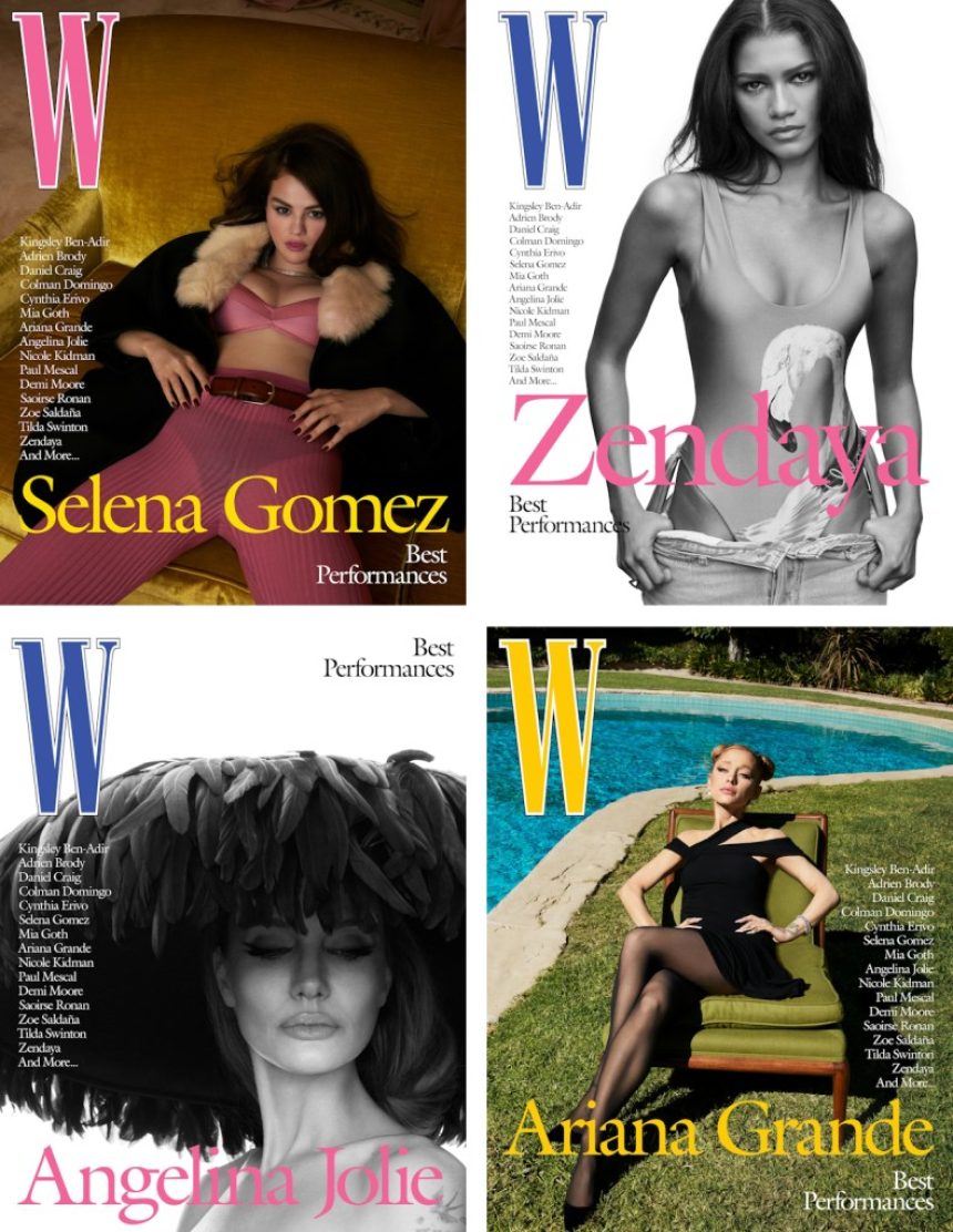 W Magazine Volume #1 2025 : The Best Performances Issue by Mert Alas & Marcus Piggott (Selena Gomez, Zendaya, Angelina Jolie)